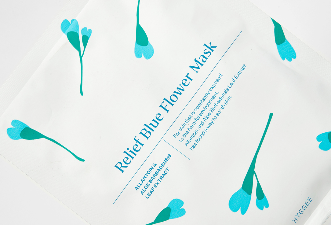 HYGGEE Face calming Mask Relief blue flower 1 pcs HYGGEE Face calming Mask Relief blue flower