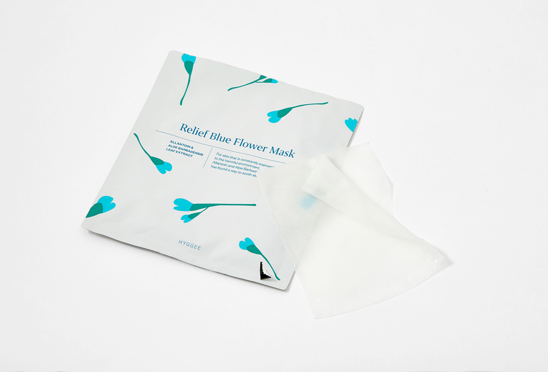 HYGGEE Face calming Mask Relief blue flower 1 pcs HYGGEE Face calming Mask Relief blue flower