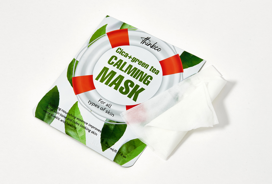 thinkco Soothing Face Sheet Mask Cica Green tea Calming Mask Pack