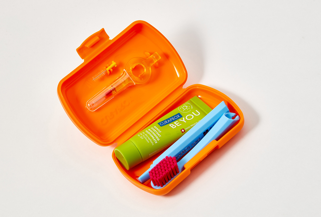 Curaprox Toothbrush, toothpaste and interdental brushe Set Travel set orange