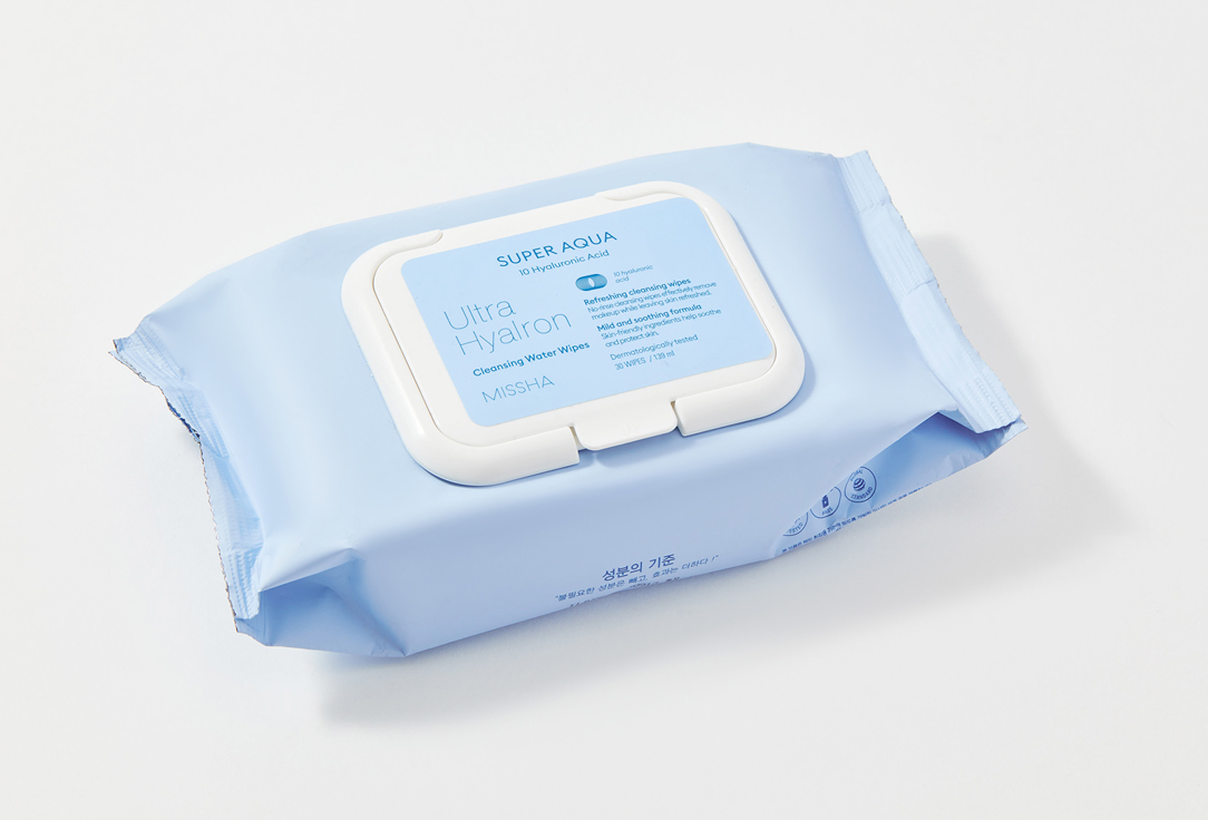 Missha Cleansing and Makeup Removing Water Wipes Super Aqua Ultra Hyalron 30 pcs Missha Cleansing and Makeup Removing Water Wipes Super Aqua Ultra Hyalron