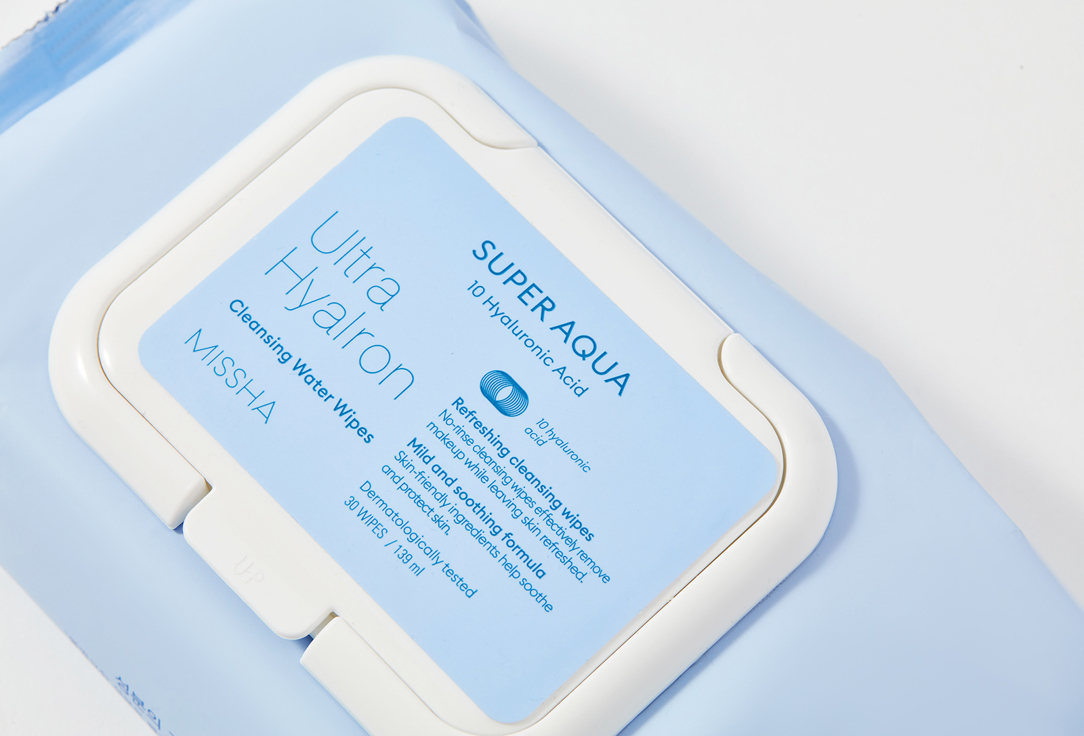 Missha Cleansing and Makeup Removing Water Wipes Super Aqua Ultra Hyalron 30 pcs Missha Cleansing and Makeup Removing Water Wipes Super Aqua Ultra Hyalron