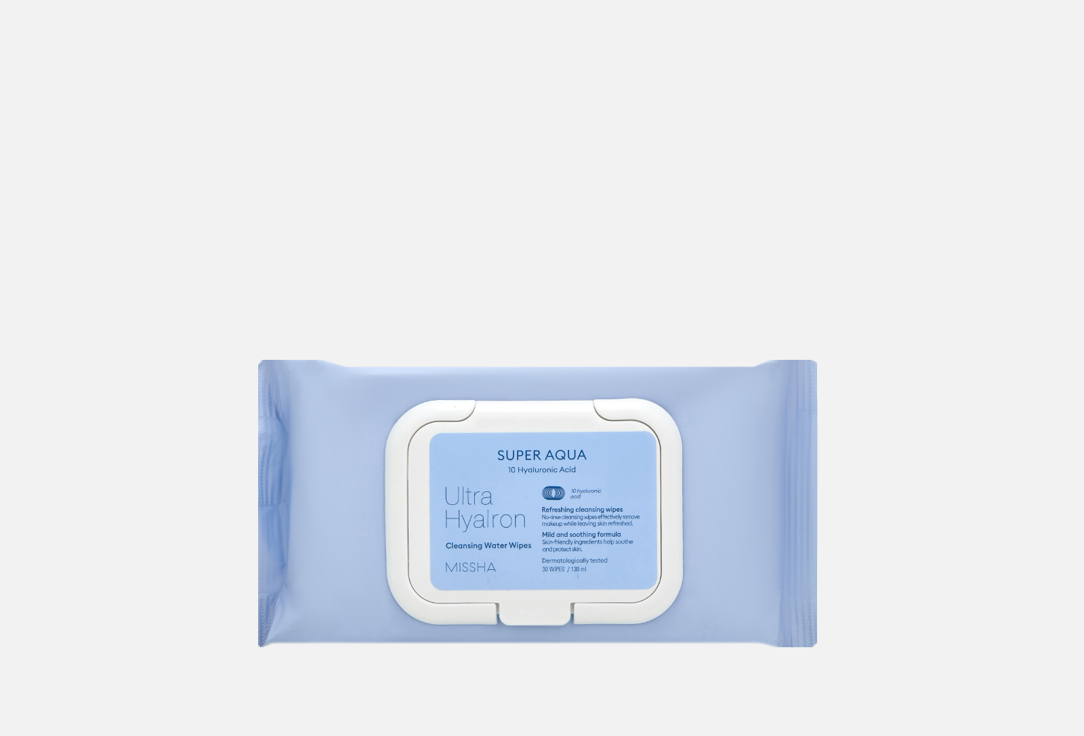 Missha Cleansing and Makeup Removing Water Wipes Super Aqua Ultra Hyalron 30 pcs Missha Cleansing and Makeup Removing Water Wipes Super Aqua Ultra Hyalron