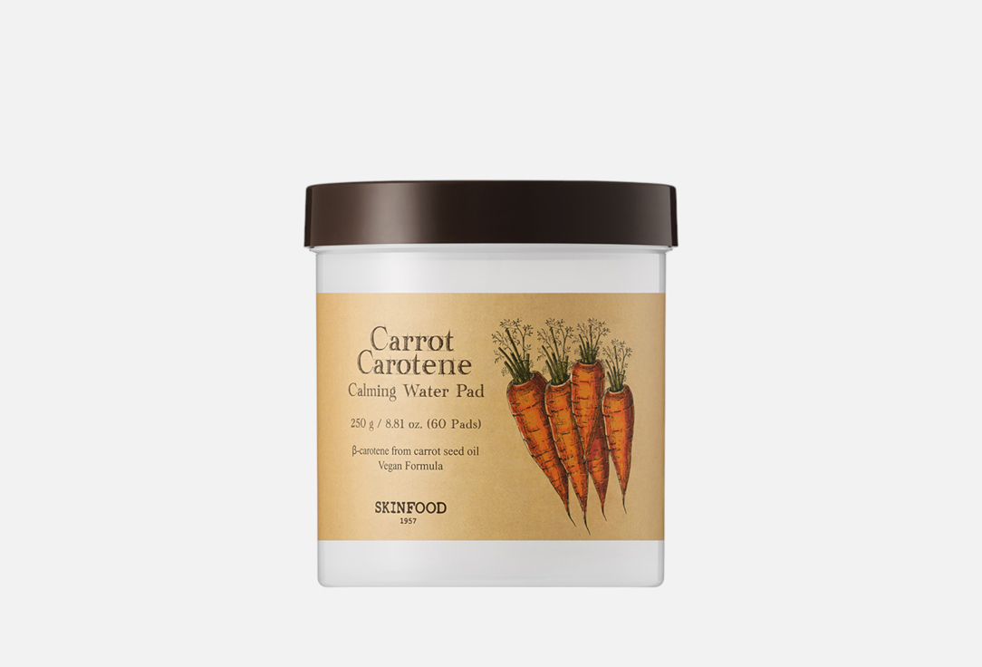 SKINFOOD Hydrating soothing toner pads for face Carrot Carotene Calming Water Pad 60 pcs SKINFOOD Hydrating soothing toner pads for face Carrot Carotene Calming Water Pad