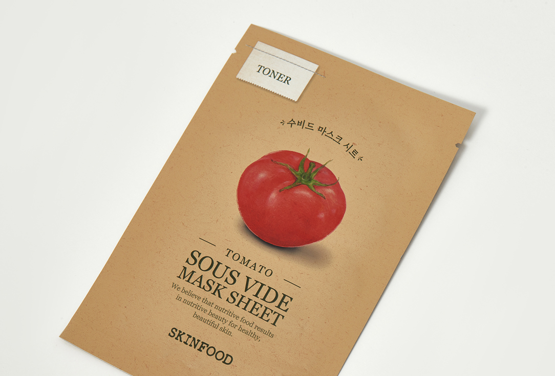 SKINFOOD Brightening hydrating toner-type sheet mask for face Tomato Sous Vide Mask Sheet