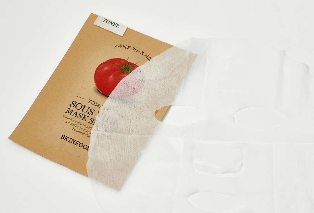 SKINFOOD Brightening hydrating toner-type sheet mask for face Tomato Sous Vide Mask Sheet