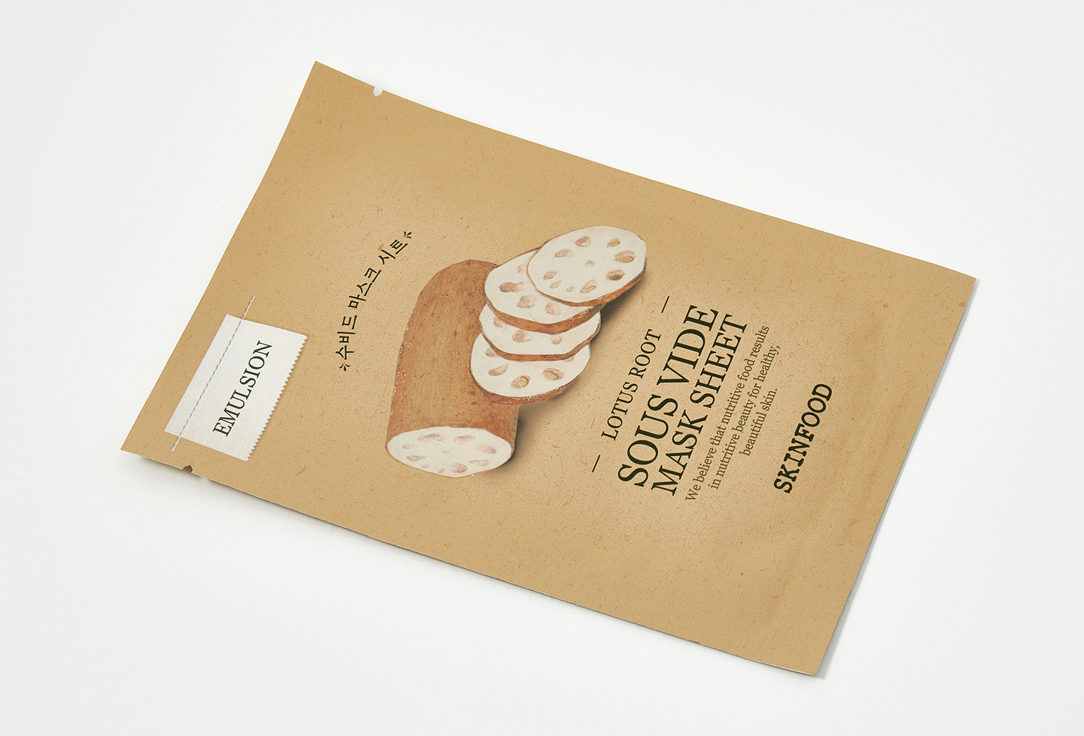 SKINFOOD Hydrating nourishing anti-aging face sheet mask Lotus Root Sous Vide Mask Sheet 1 pcs SKINFOOD Hydrating nourishing anti-aging face sheet mask Lotus Root Sous Vide Mask Sheet