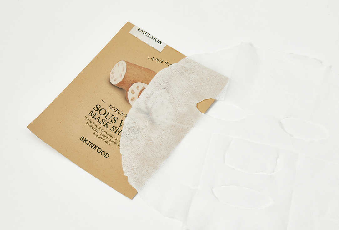 SKINFOOD Hydrating nourishing anti-aging face sheet mask Lotus Root Sous Vide Mask Sheet 1 pcs SKINFOOD Hydrating nourishing anti-aging face sheet mask Lotus Root Sous Vide Mask Sheet