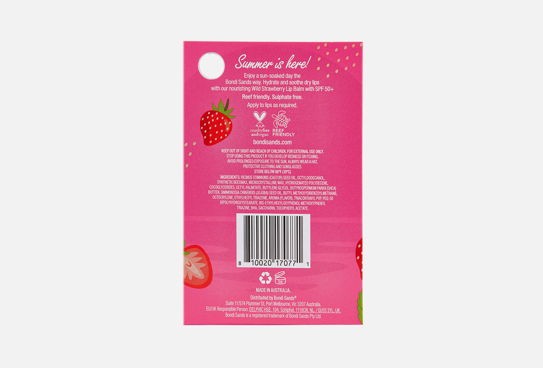 Bondi Sands Nourishing Lip Balm SPF 50+ Sunscreen Lip Care
