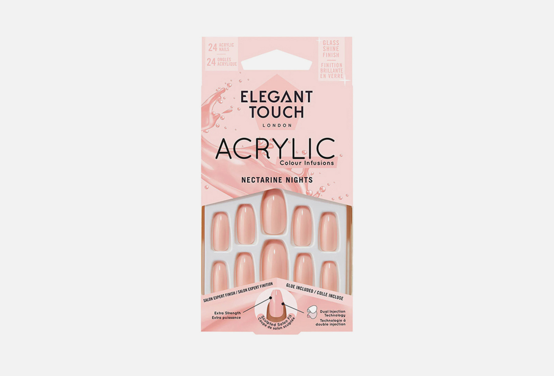 ELEGANT TOUCH Colour false nails Acrylic Nectarine nights 24 pcs ELEGANT TOUCH Colour false nails Acrylic