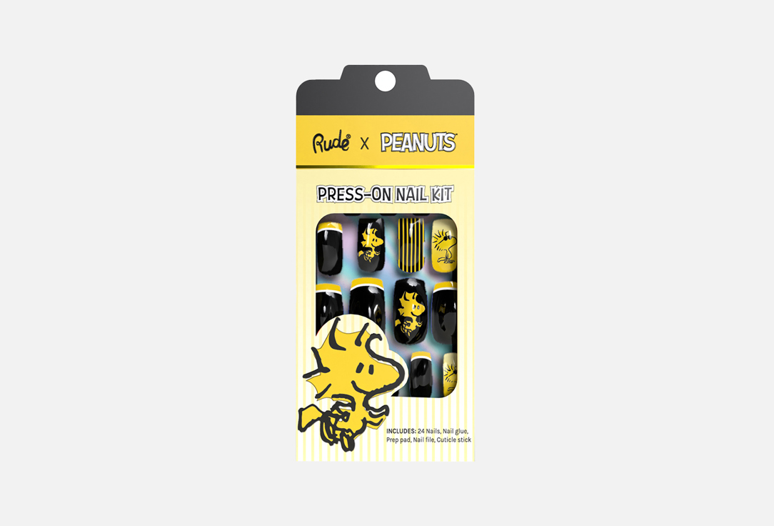 Rude Cosmetics Nails Kit Peanuts Press On 09, Woodstock 1 pcs Rude Cosmetics Nails Kit Peanuts Press On