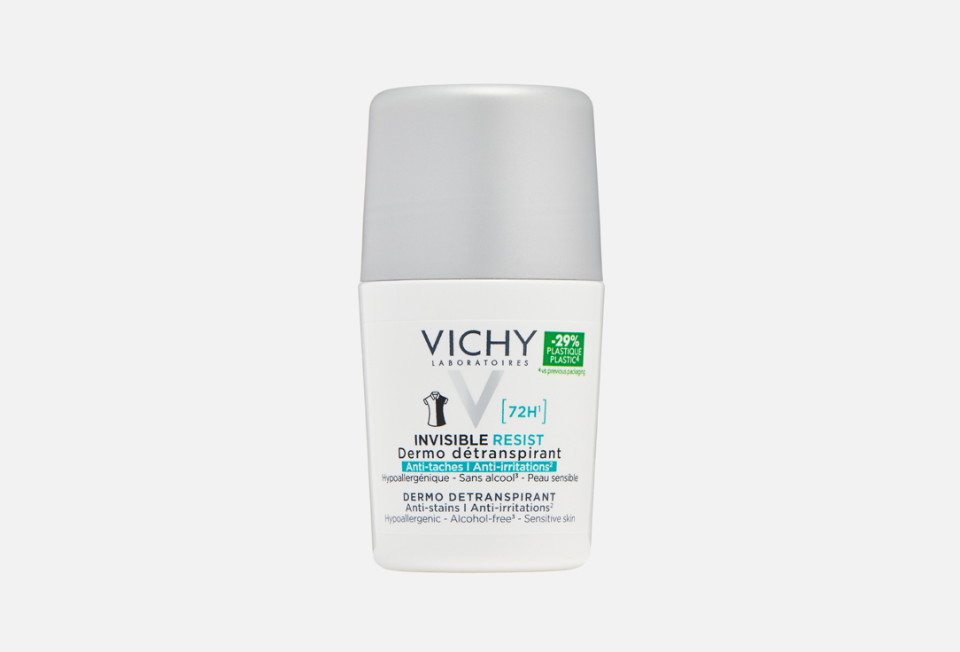 Vichy Anti-Stain Roll-on Deodorant for sensitive skin 72 Hours Invisible Resist