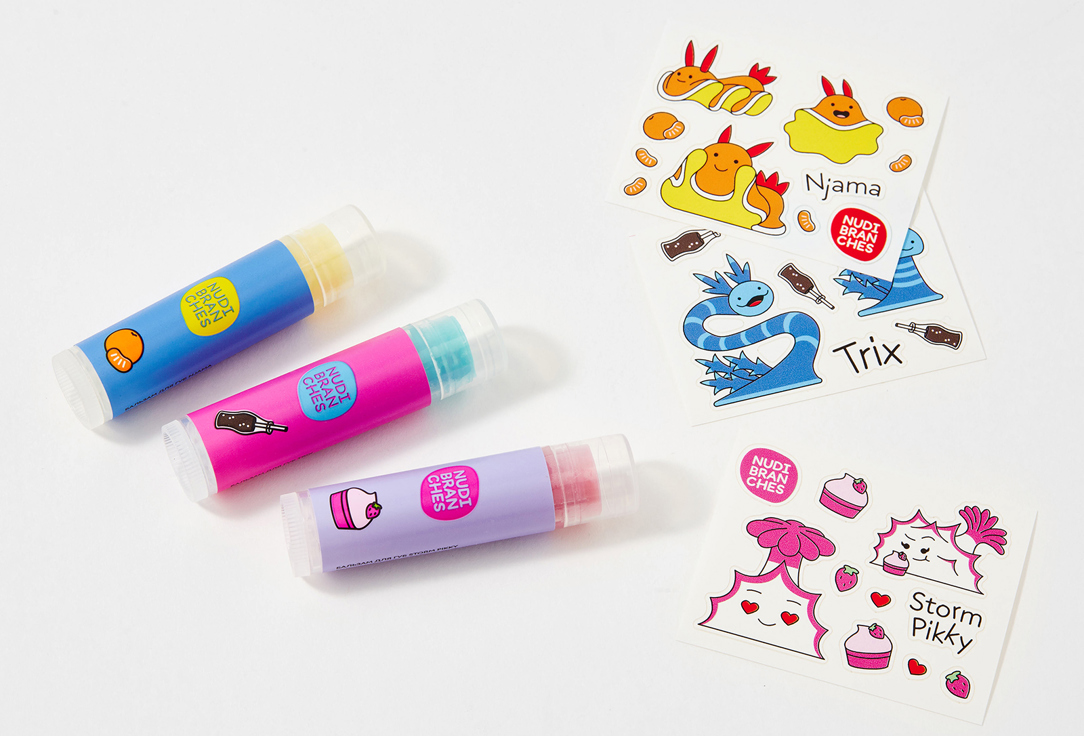 Nudibranches Hydrating Lip balm set mini rainbow