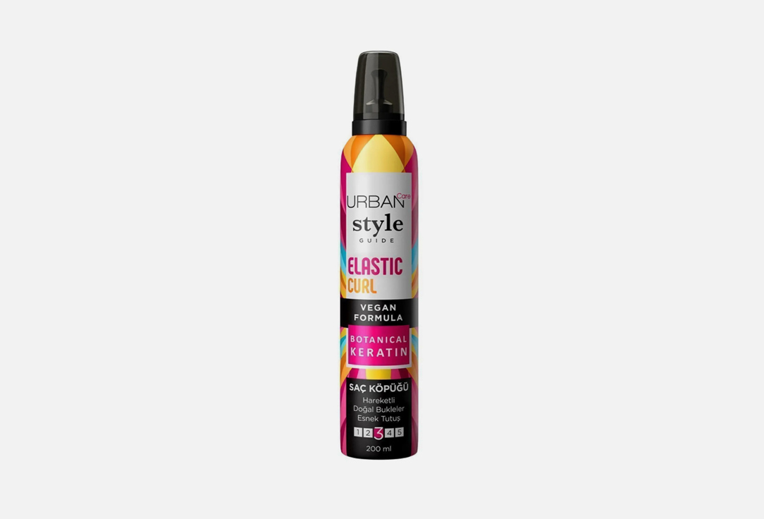 URBAN CARE Medium Hold Elastic Curl Hair Mousse Style Guid botanical Keratin 200 ml URBAN CARE Medium Hold Elastic Curl Hair Mousse Style Guid botanical Keratin
