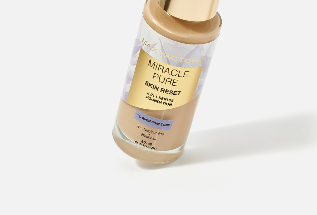 Max Factor 2-in-1 Serum foundation Miracle Pure 002, Fair to light 30 ml Max Factor 2-in-1 Serum foundation Miracle Pure