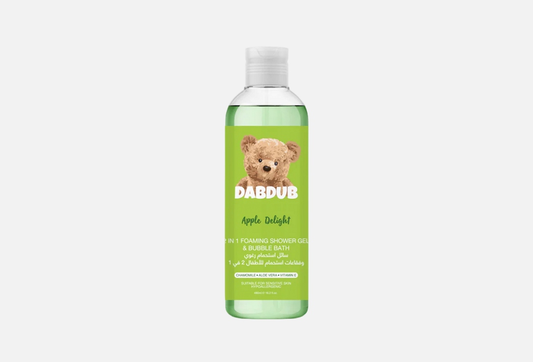 Dabdub 2-In1-Foaming Shower Gel & Bubble Bath Apple Delight 480 ml Dabdub 2-In1-Foaming Shower Gel & Bubble Bath Apple Delight