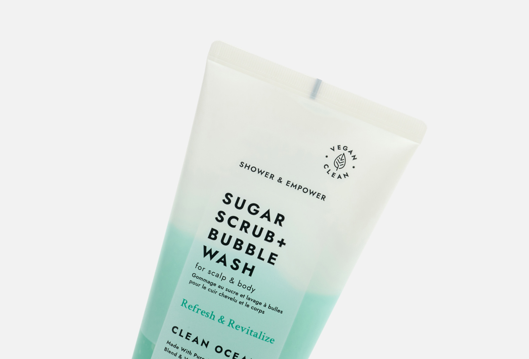 Voesh 2-in-1 Body Scrub & Body Wash Sugar Scrub + Bubble Wash Clean Ocean 210 g Voesh 2-in-1 Body Scrub & Body Wash Sugar Scrub + Bubble Wash Clean Ocean