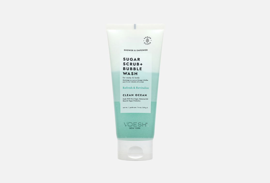Voesh 2-in-1 Body Scrub & Body Wash Sugar Scrub + Bubble Wash Clean Ocean 210 g Voesh 2-in-1 Body Scrub & Body Wash Sugar Scrub + Bubble Wash Clean Ocean