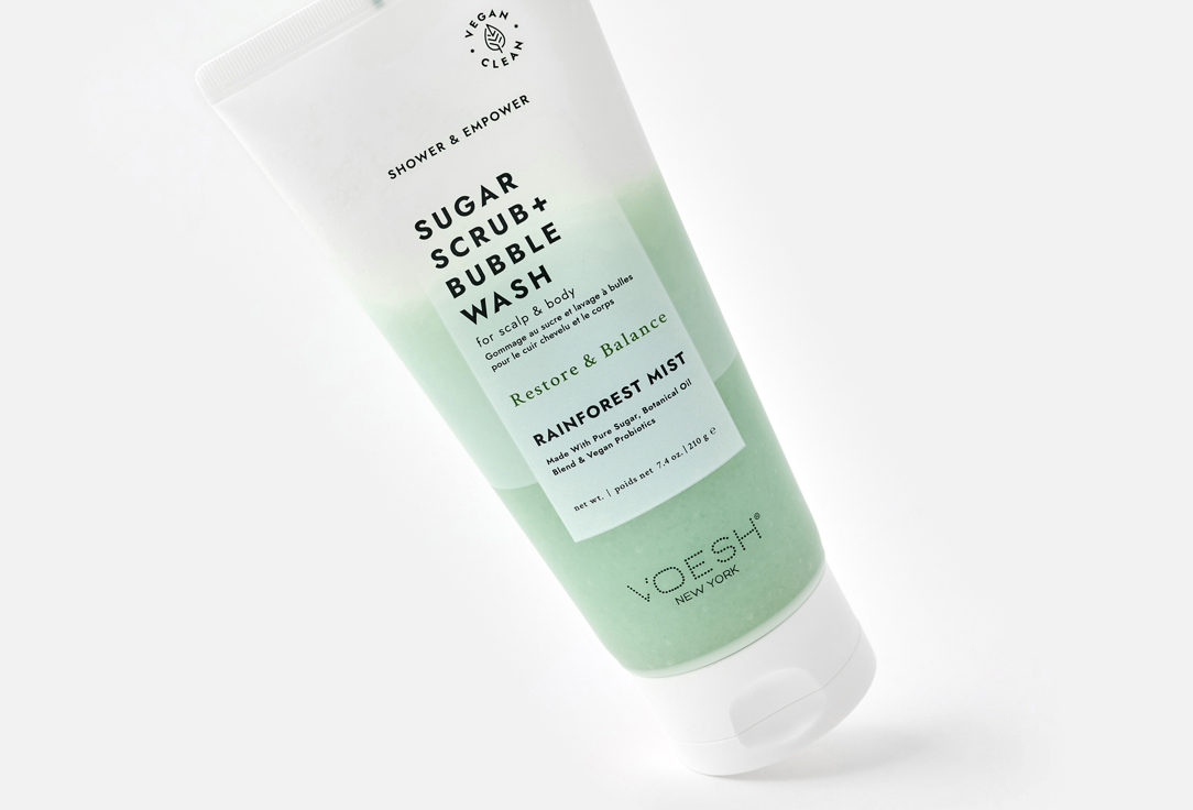 Voesh 2-in-1 Body Scrub & Body Wash Sugar Scrub + Bubble Wash Rainforest Mist 210 g Voesh 2-in-1 Body Scrub & Body Wash Sugar Scrub + Bubble Wash Rainforest Mist