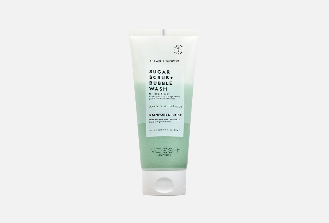 Voesh 2-in-1 Body Scrub & Body Wash Sugar Scrub + Bubble Wash Rainforest Mist 210 g Voesh 2-in-1 Body Scrub & Body Wash Sugar Scrub + Bubble Wash Rainforest Mist