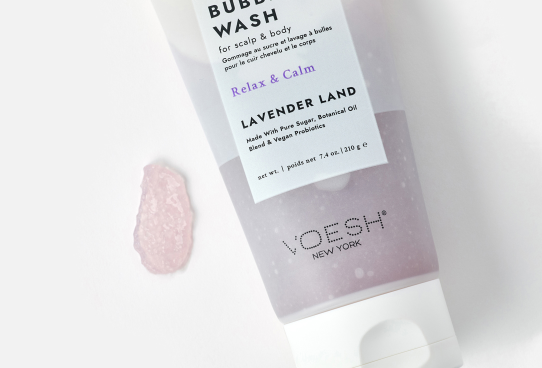 Voesh 2-in-1 Body Scrub & Body Wash Sugar Scrub + Bubble Wash Lavender Land 210 g Voesh 2-in-1 Body Scrub & Body Wash Sugar Scrub + Bubble Wash Lavender Land