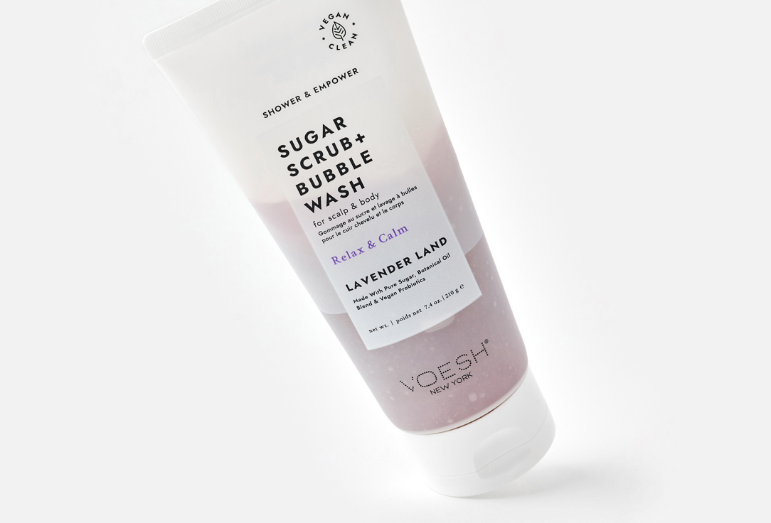 Voesh 2-in-1 Body Scrub & Body Wash Sugar Scrub + Bubble Wash Lavender Land 210 g Voesh 2-in-1 Body Scrub & Body Wash Sugar Scrub + Bubble Wash Lavender Land