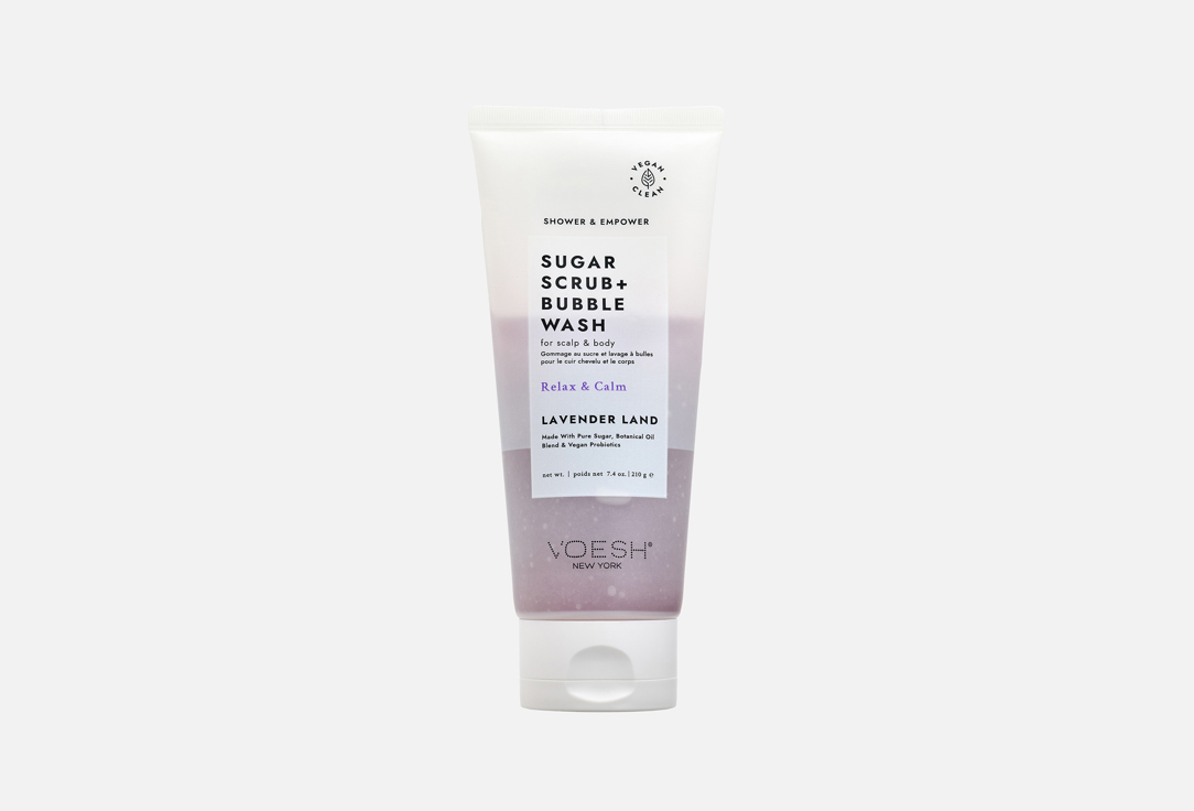 Voesh 2-in-1 Body Scrub & Body Wash Sugar Scrub + Bubble Wash Lavender Land 210 g Voesh 2-in-1 Body Scrub & Body Wash Sugar Scrub + Bubble Wash Lavender Land