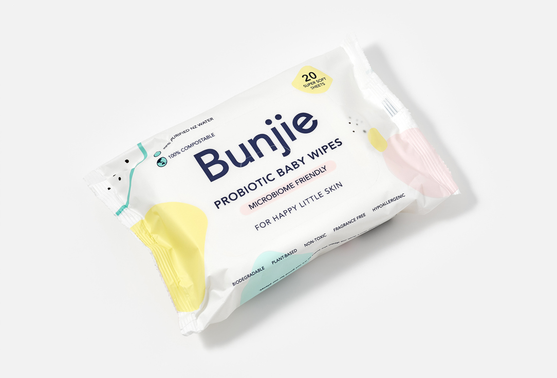 Bunjie Cleansing & Smooting Body Whipes Probiotic Baby Wipes TRAVEL 20 pcs Bunjie Cleansing & Smooting Body Whipes Probiotic Baby Wipes TRAVEL
