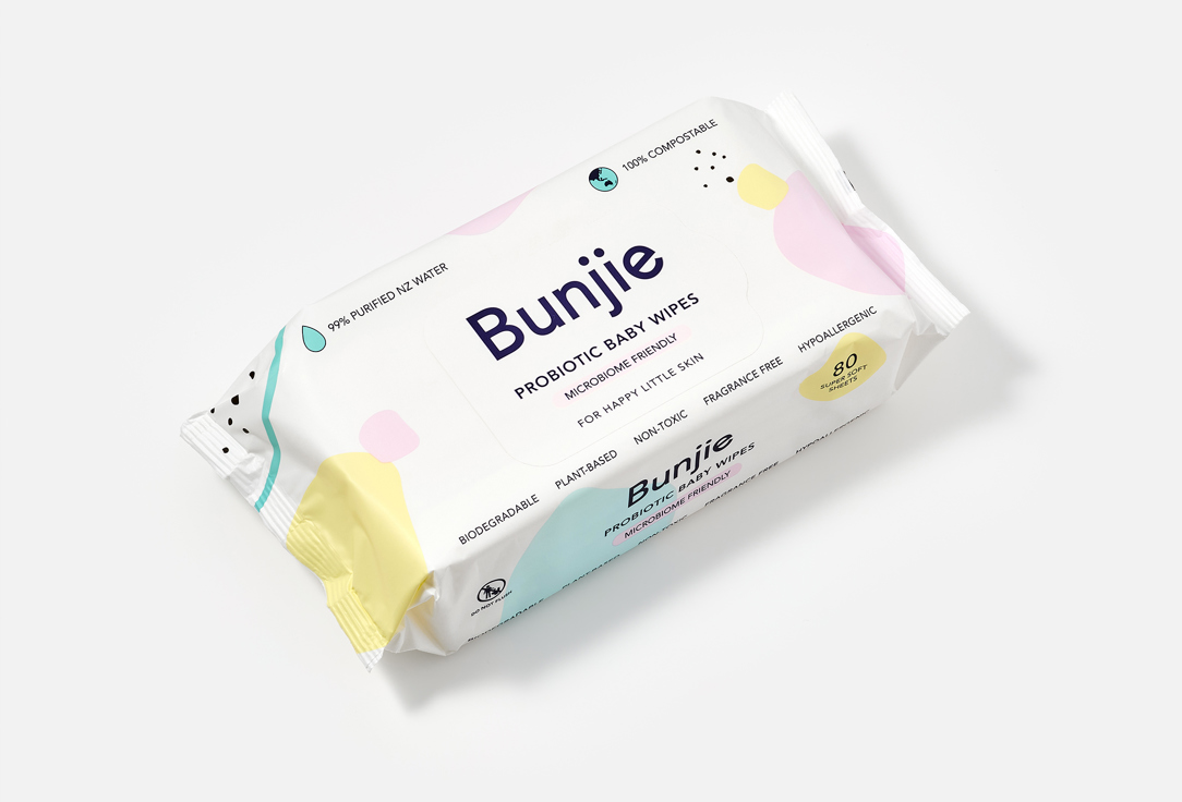 Bunjie Cleansing & Smooting Body Whipes Probiotic Baby Wipes 80 pcs Bunjie Cleansing & Smooting Body Whipes Probiotic Baby Wipes