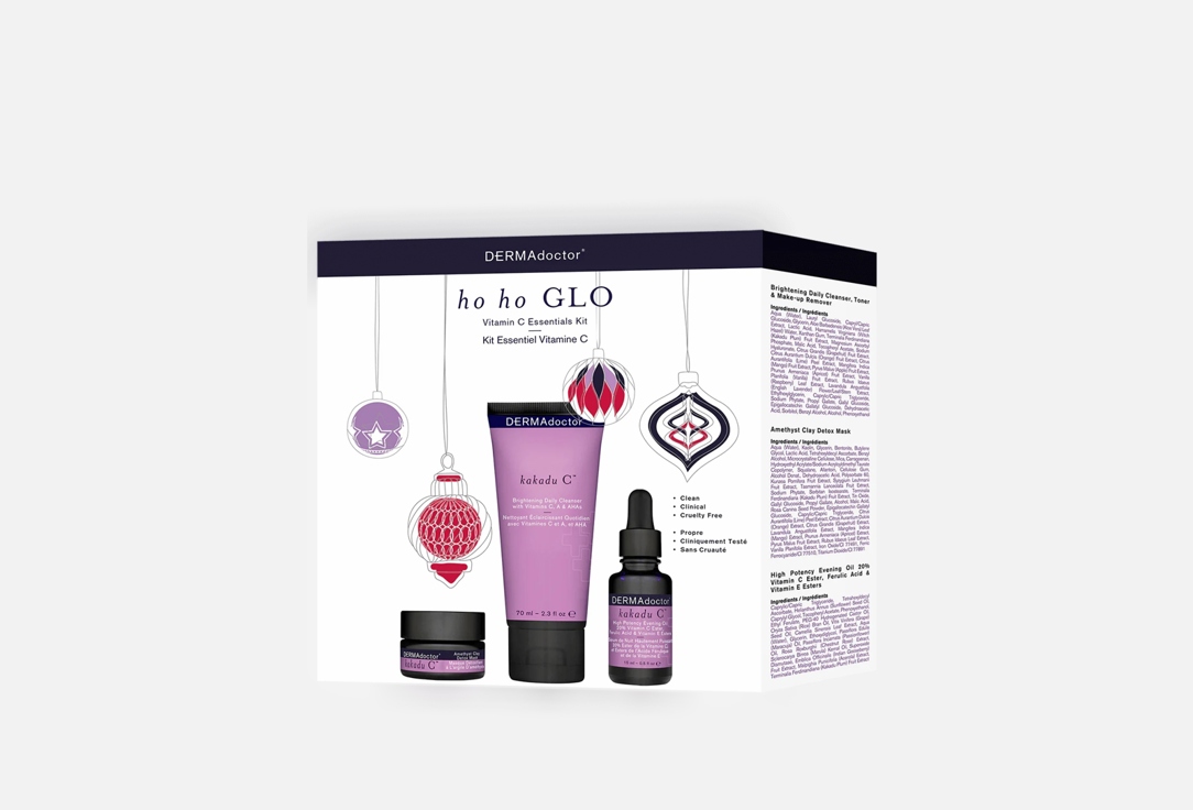 dermadoctor Face Care Set: Cleanser, Mask, Evening Oil Ho Ho Glo Vitamin C Essentials Kit 3 pcs dermadoctor Face Care Set: Cleanser, Mask, Evening Oil Ho Ho Glo Vitamin C Essentials Kit