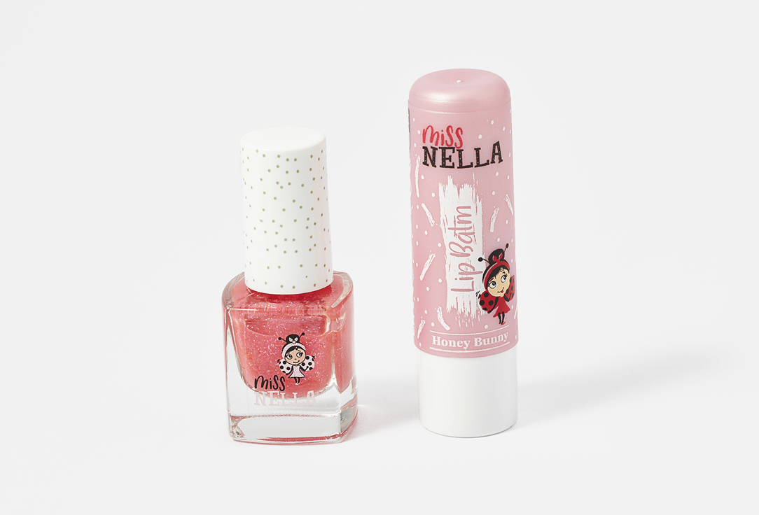 Miss Nella Lip Balm & Nail Polish Set Lips & Tips Set 2 pcs Miss Nella Lip Balm & Nail Polish Set Lips & Tips Set