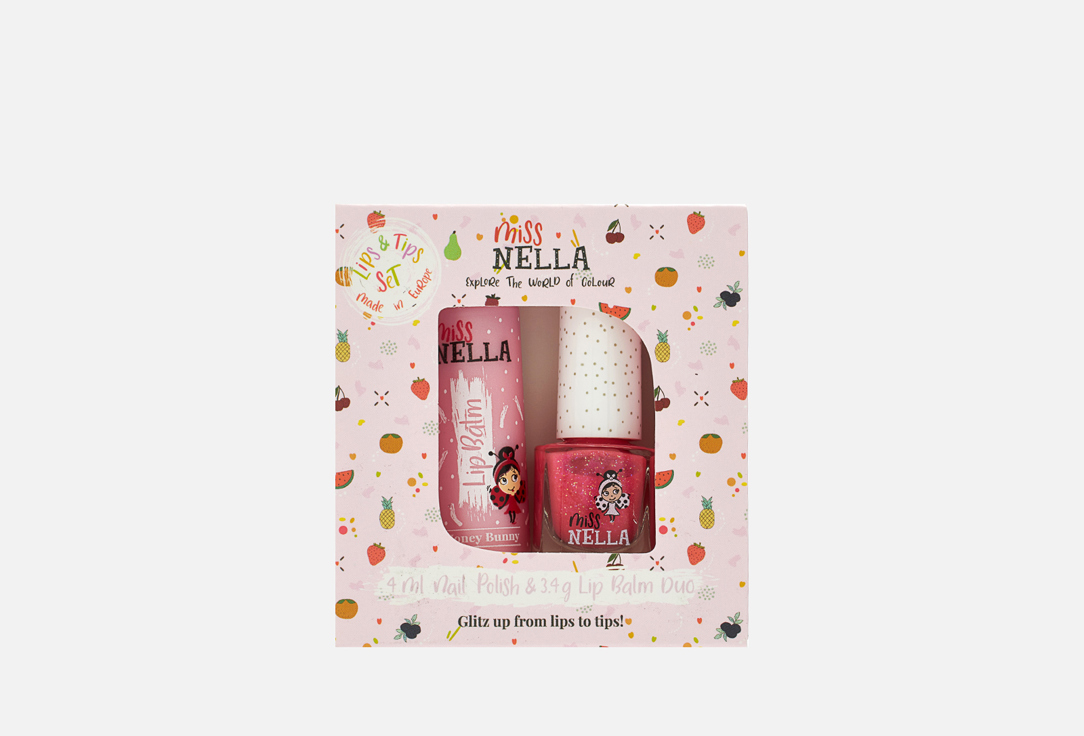 Miss Nella Lip Balm & Nail Polish Set Lips & Tips Set 2 pcs Miss Nella Lip Balm & Nail Polish Set Lips & Tips Set