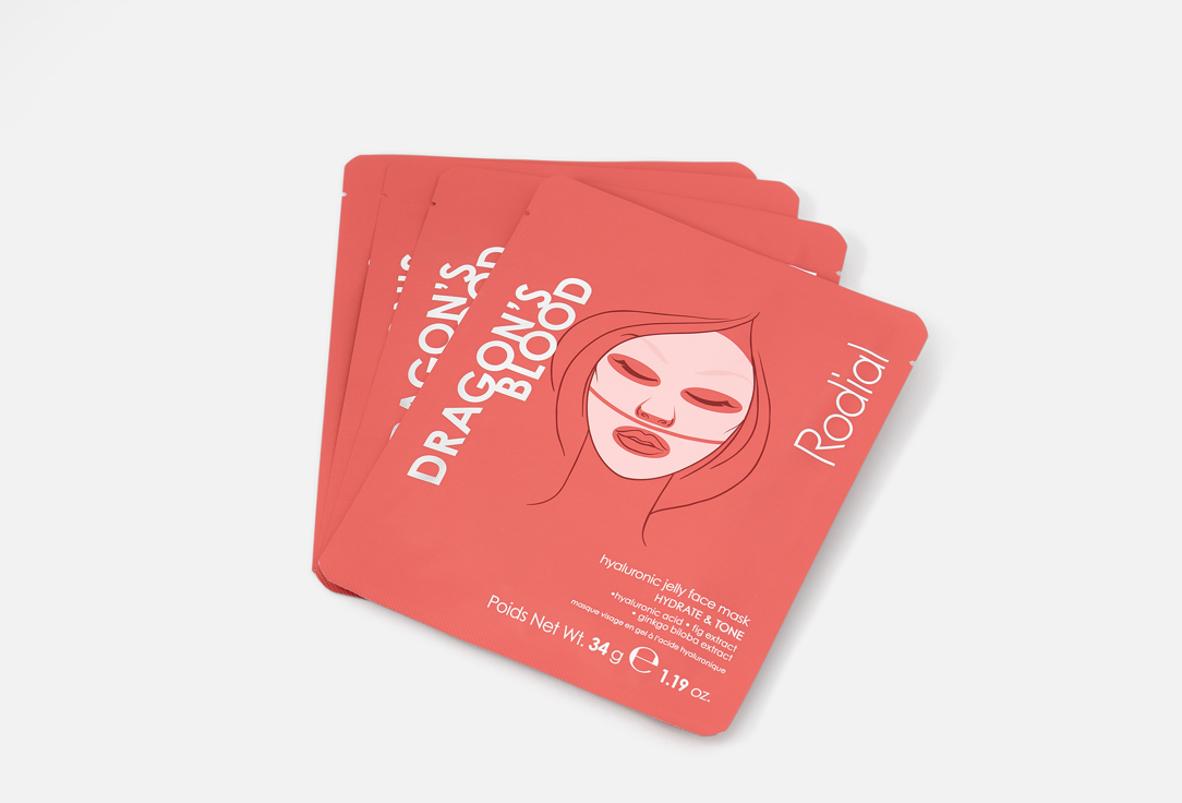 RODIAL Moisturizing Face Sheet Masks Dragon's Blood 4 pcs RODIAL Moisturizing Face Sheet Masks Dragon's Blood