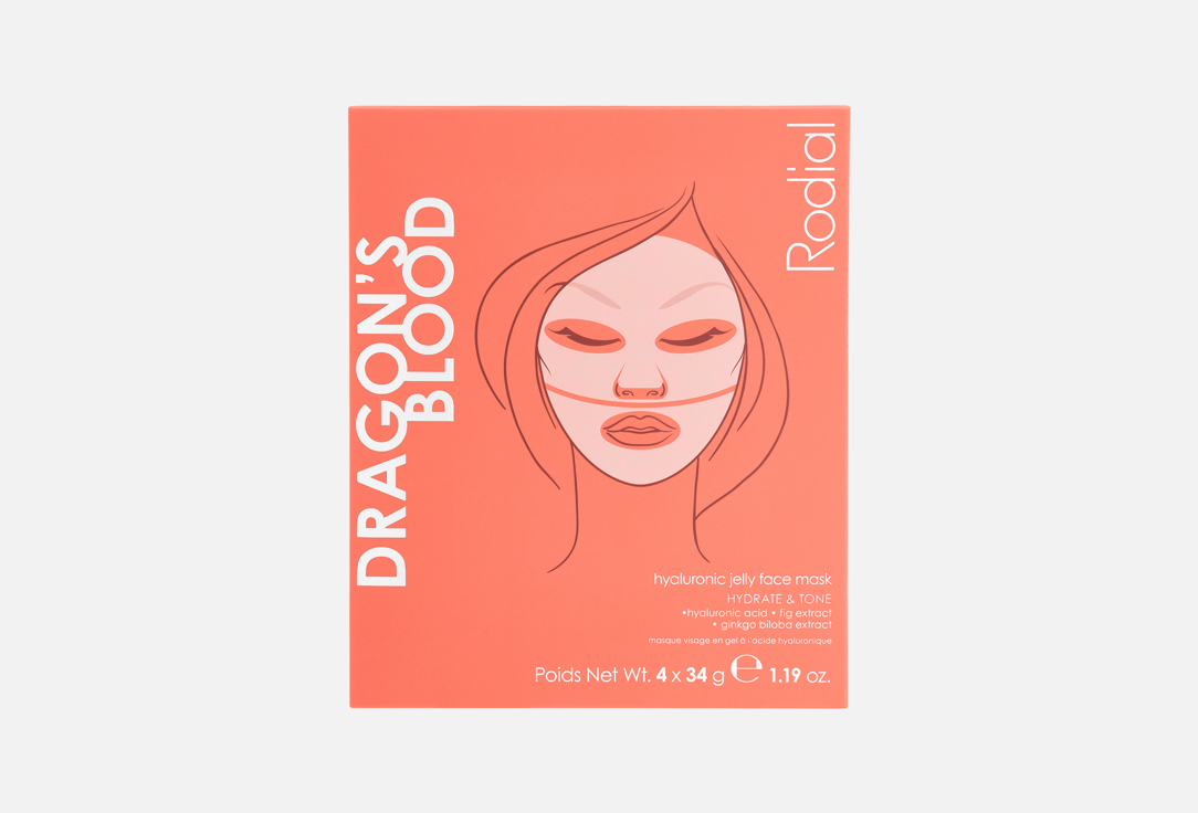 RODIAL Moisturizing Face Sheet Masks Dragon's Blood 4 pcs RODIAL Moisturizing Face Sheet Masks Dragon's Blood