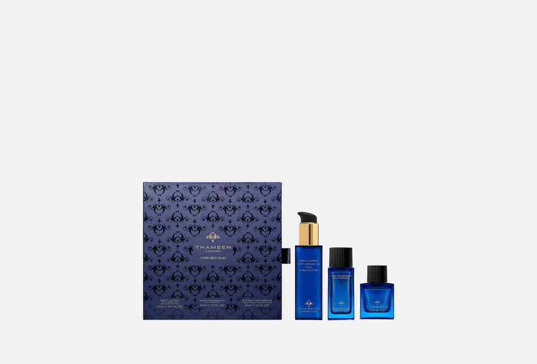 Thameen London Extrait de Parfum, Hair Fragrance & Body Lotion Set Carved Oud