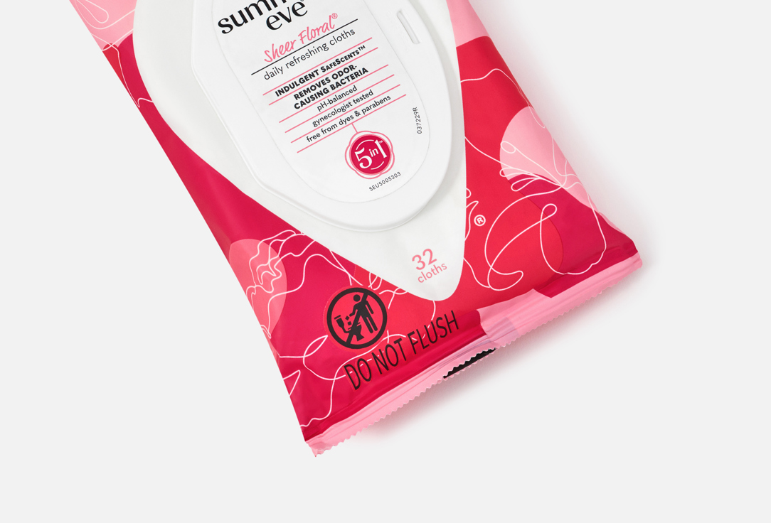 SUMMER EVE Intimate Cleansing Cloths Sheer Floral