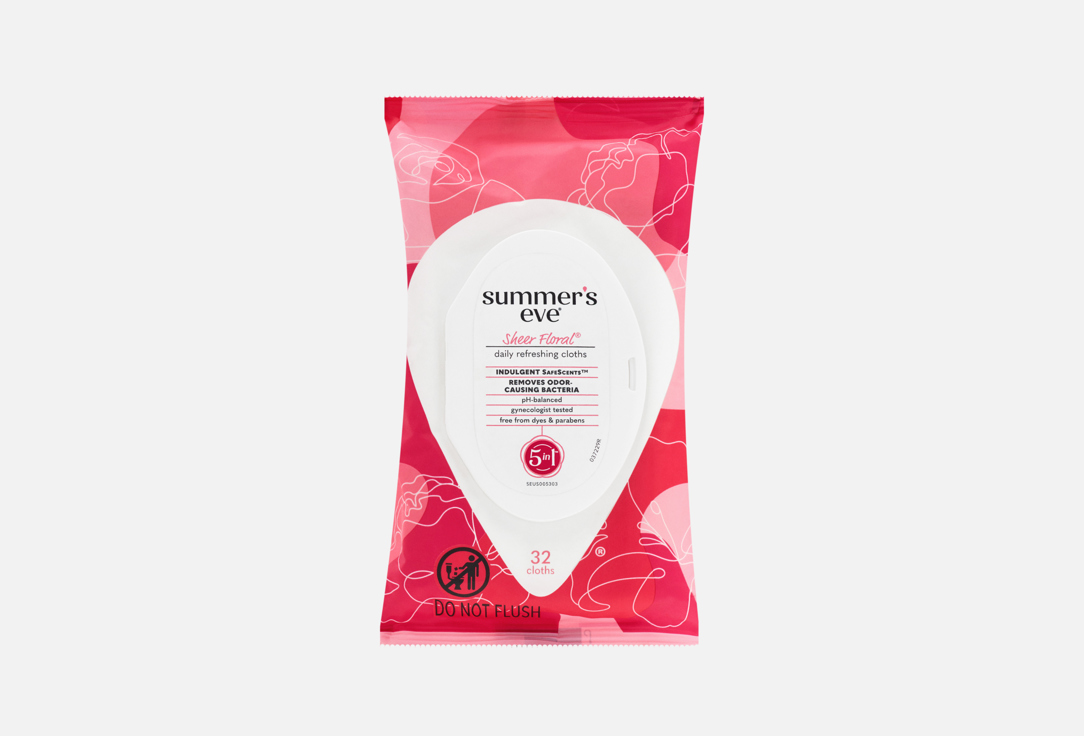 SUMMER EVE Intimate Cleansing Cloths Sheer Floral