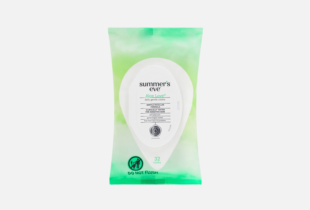 SUMMER EVE Intimate Cleansing Cloths For Sensitive Skin Aloe Love