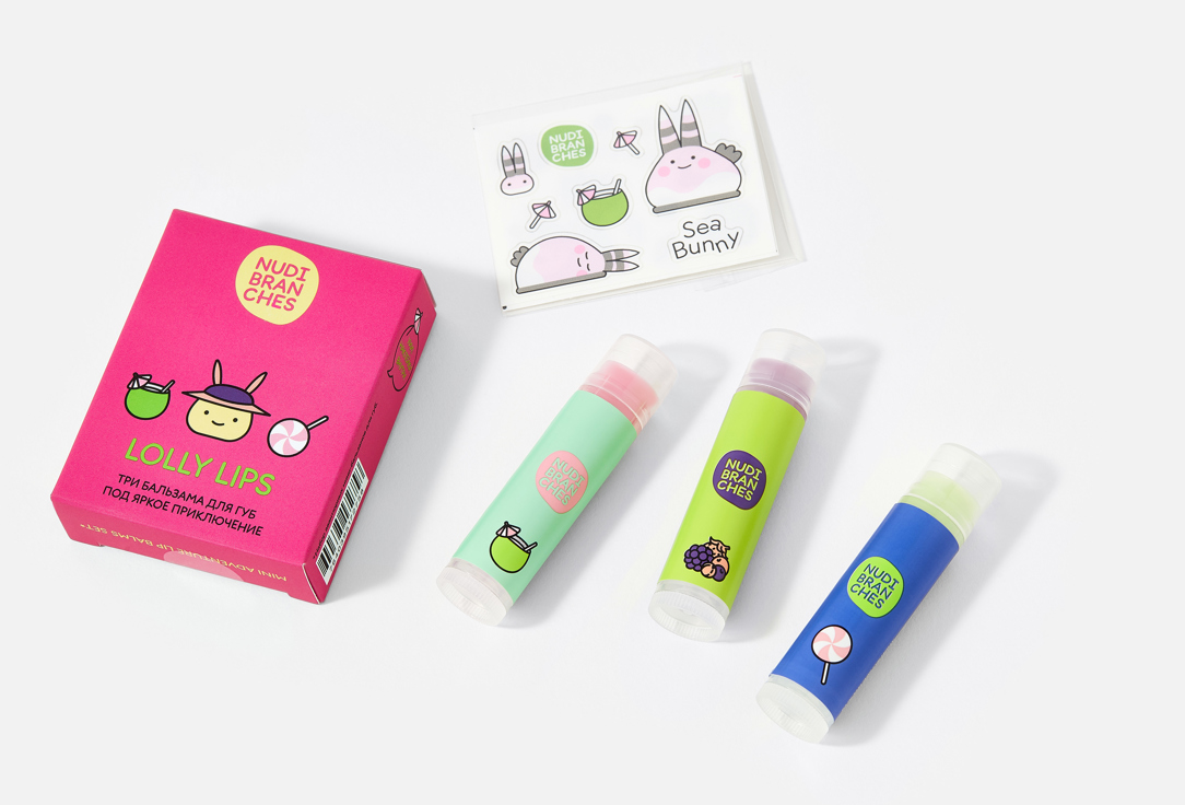 Nudibranches Moisturizing lip balm set MINI ADVENTURE