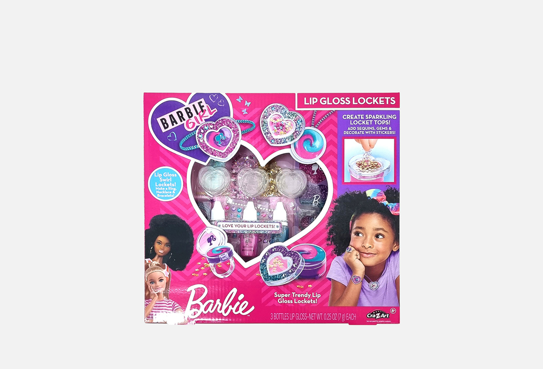 Barbie Kids makeup playset Sparkling Sweet Heart Lip Gloss Lockets