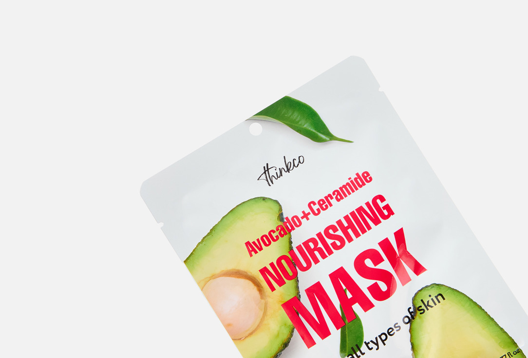 thinkco Moisturizing Face Sheet Mask Avocado + Ceramide Nourishing Mask Pack