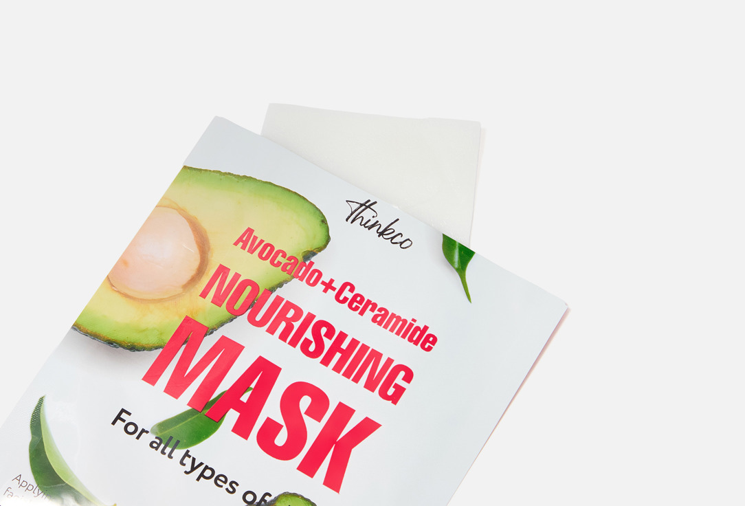 thinkco Moisturizing Face Sheet Mask Avocado + Ceramide Nourishing Mask Pack