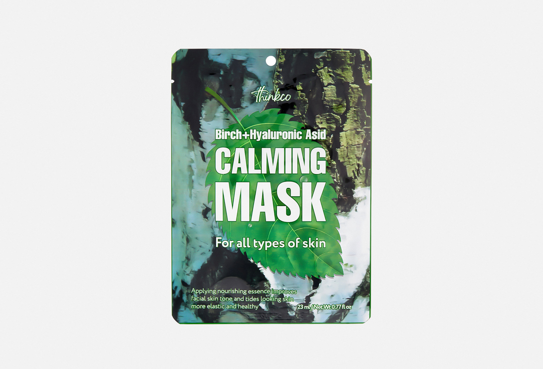 thinkco Moisturizing Face Sheet Mask Birch + Hyaluronic Acid Calming Mask Pack