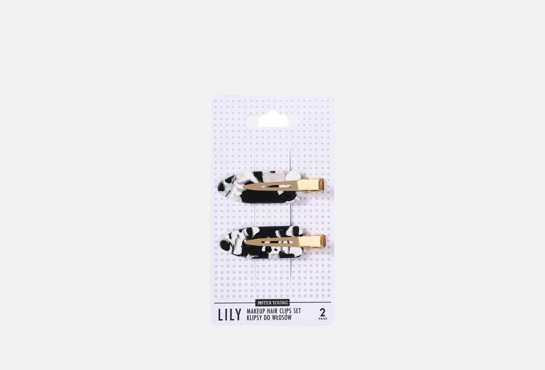 Sister Young Makeup hair clips Lily Black and white 2 pcs Sister Young Makeup hair clips Lily