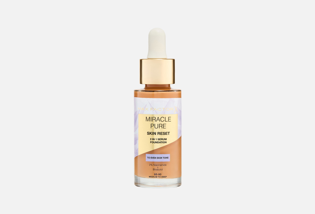Max Factor 2-in-1 Serum foundation Miracle Pure 006, Med to deep 30 ml Max Factor 2-in-1 Serum foundation Miracle Pure
