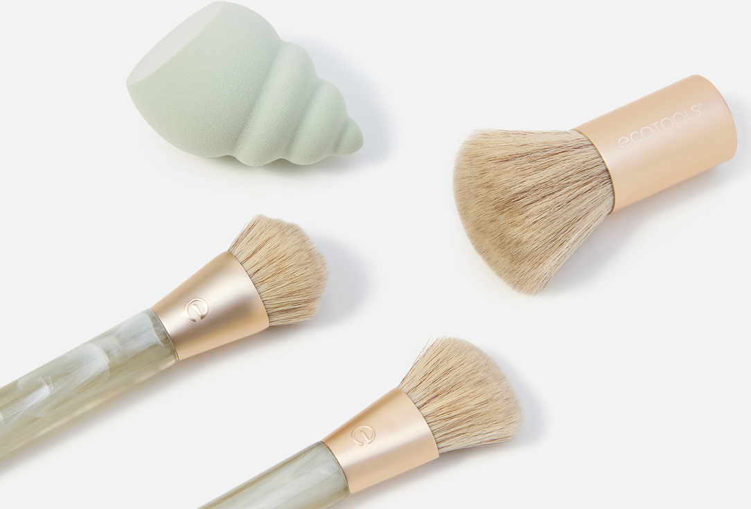 EcoTools Face Makeup Brush & Sponge Set Sea Gems face set