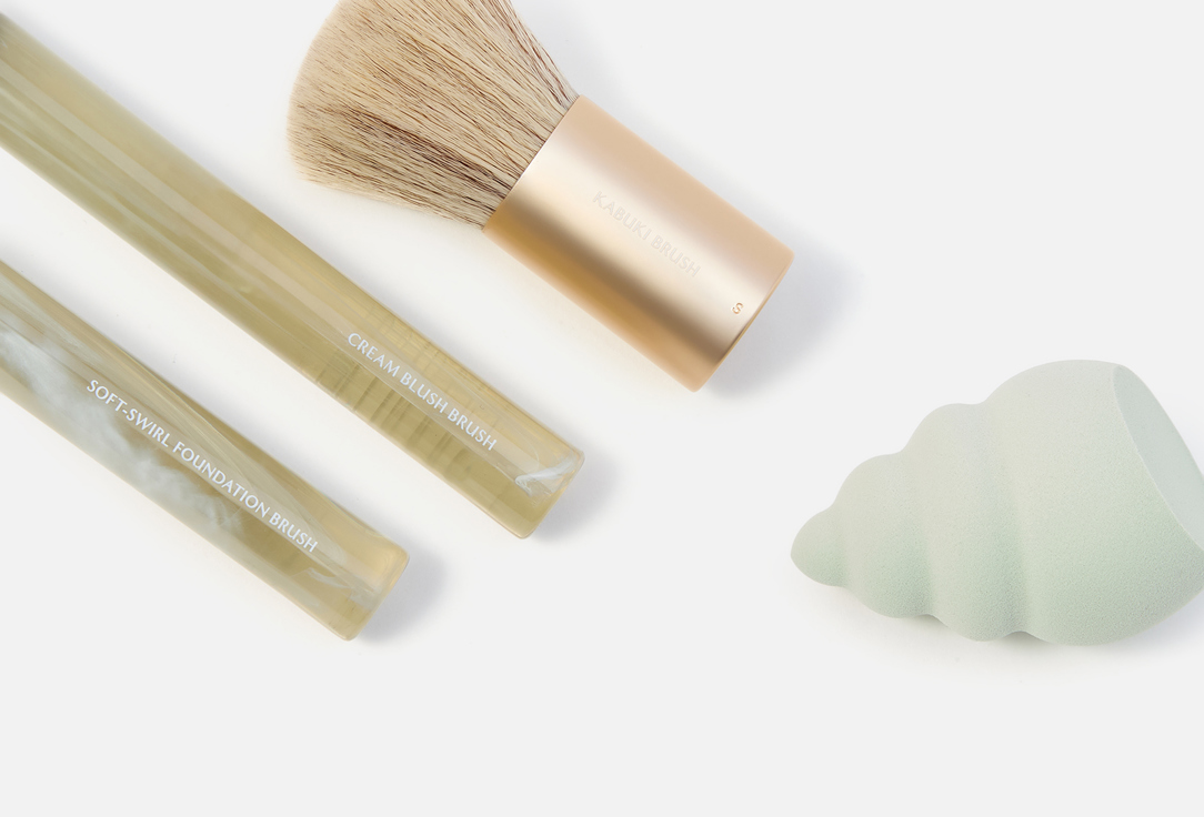 EcoTools Face Makeup Brush & Sponge Set Sea Gems face set