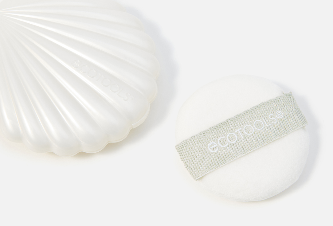 EcoTools Пуховка для пудры в футляре Sea gems pearl puff + case