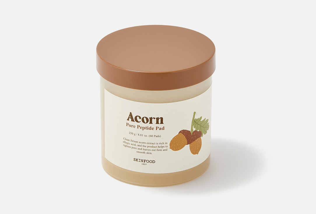 SKINFOOD Pore-refining hydrating peptide toner pads for face Acorn Pore Peptide Pad 60 pcs SKINFOOD Pore-refining hydrating peptide toner pads for face Acorn Pore Peptide Pad