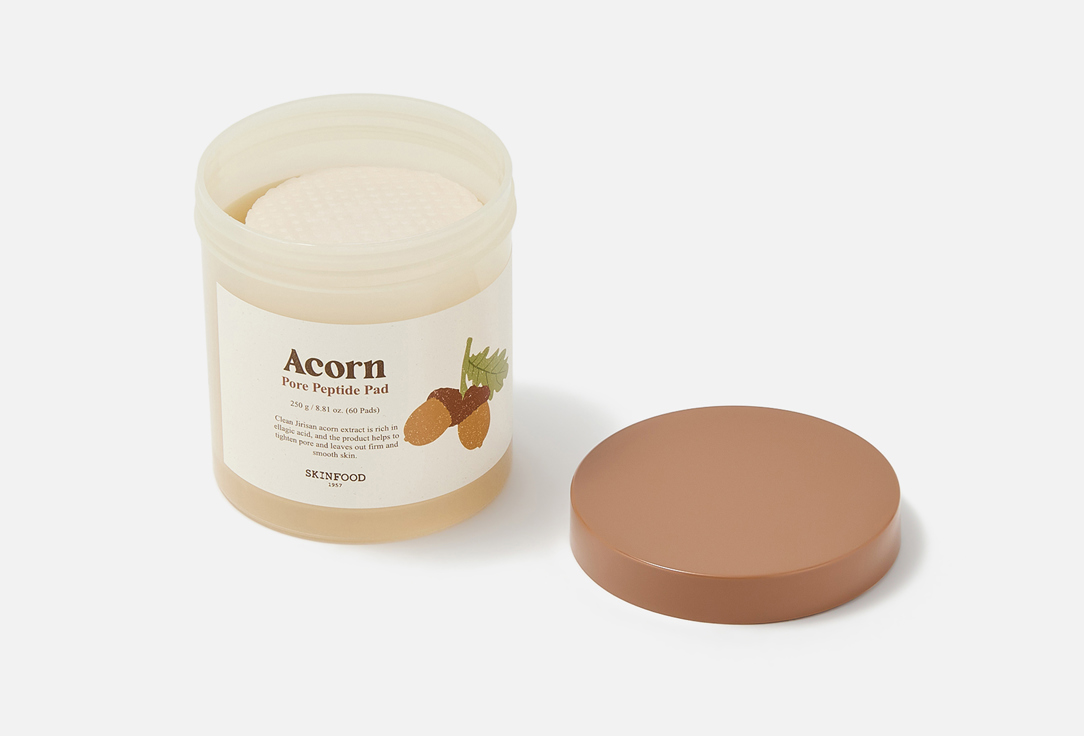 SKINFOOD Pore-refining hydrating peptide toner pads for face Acorn Pore Peptide Pad 60 pcs SKINFOOD Pore-refining hydrating peptide toner pads for face Acorn Pore Peptide Pad